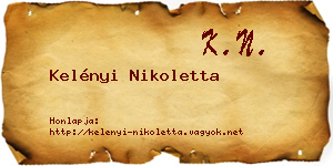 Kelényi Nikoletta névjegykártya