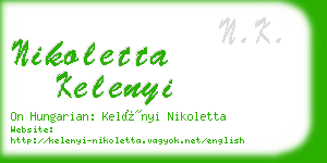 nikoletta kelenyi business card